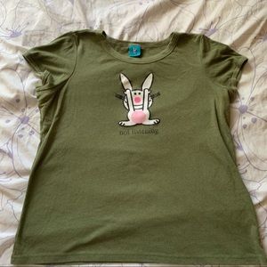 y2k vintage it’s happy bunny army green shirt short sleeve